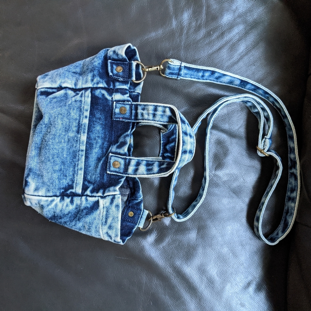 free people denim jean purse bag cross body